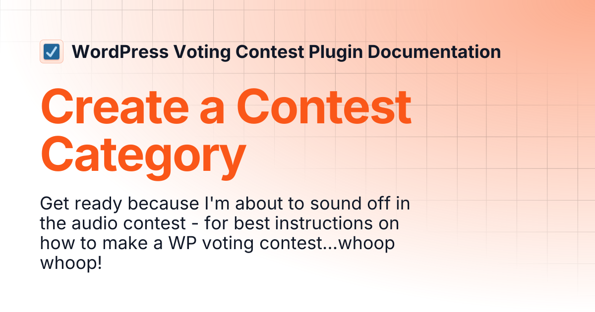 Create a Contest Category | WordPress Voting Contest Plugin Documentation