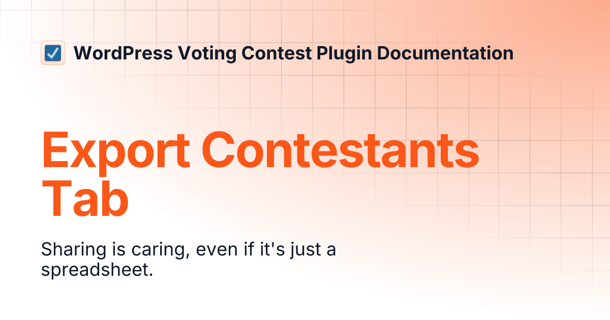 Export Contestants Tab | WordPress Voting Contest Plugin Documentation