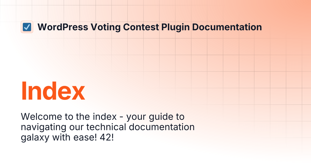 Index | WordPress Voting Contest Plugin Documentation