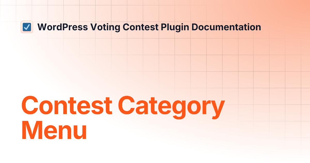 Contest Category Menu | WordPress Voting Contest Plugin Documentation